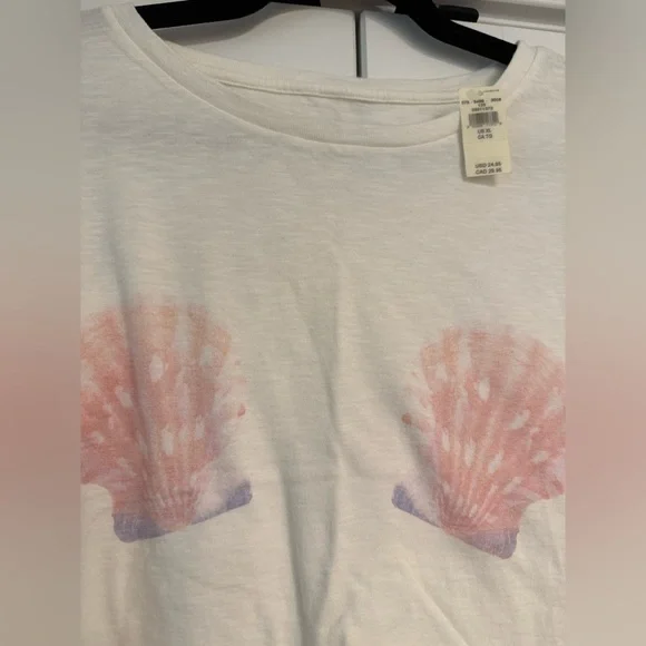 NWT Aerie White Seashell Print Crop Tee - Picture 2 of 3